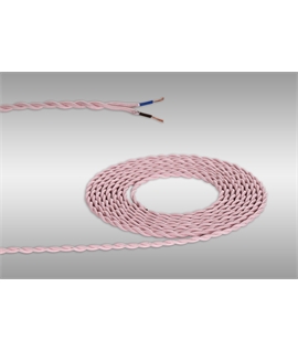 Ashmore 1m Pink Braided Twisted 2 Core 0.75mm Cable VDE Approved (qty ordered will be supplied as one continuous length)