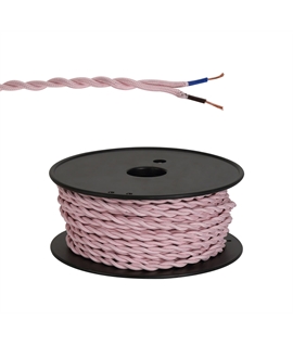 Ashmore 25m Roll Pink Braided Twisted 2 Core 0.75mm Cable VDE Approved