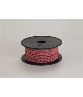Ashmore 25m Roll Red & White Wave Stripe Braided Twisted 2 Core 0.75mm Cable VDE Approved