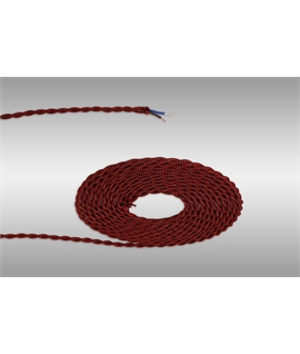 Ashmore 1m Red & Black Wave Stripe Braided Twisted 2 Core 0.75mm Cable VDE Approved (qty ordered will be supplied as one continuous length)