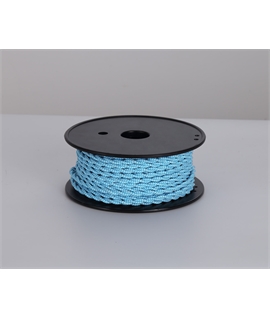 Ashmore 25m Roll Blue & White Wave Stripe Braided Twisted 2 Core 0.75mm Cable VDE Approved