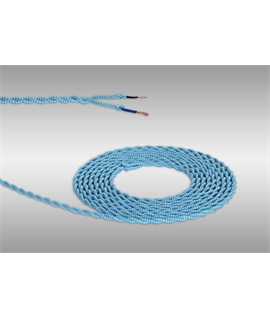 Ashmore 1m Blue & White Wave Stripe Braided Twisted 2 Core 0.75mm Cable VDE Approved (qty ordered will be supplied as one continuous length)