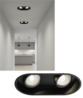 Astro 1249029 Black Twin Low Glare Downlight - Clearance. Low Glare Adjustable Twin Downlight for Mains LED Lamps
