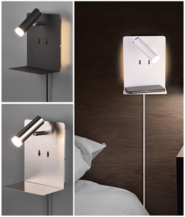 Backlit Bedside Reading Light - Integral shelf with USB Charger