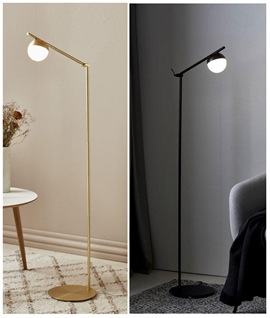 Danish Design Floor-Standing Reading Lamp with an Opal Globe