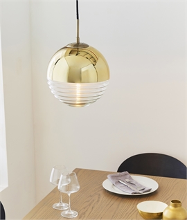 Rippled Glass Globe Light Pendant - Gold, Copper or Chrome