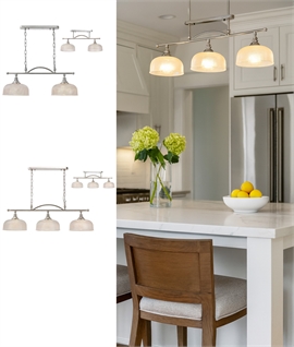 Hanging or Semi-Flush Polished Nickel & Prismatic Glass Bar Pendant Hanging or Semi-Flush Polished Nickel & Prismatic Glass Bar Pendant