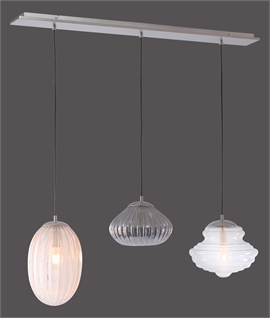 Hanging Triple Glass Pendants on Ceiling Bar Light