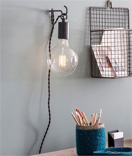 Bare Bulb Hook Wall Light with Twisted Flex