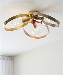 Semi-Flush Metal Hoop Bare Bulb Ceiling Light