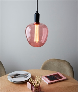 E27 2.8w LED Bulbous Pink Coloured Lamp - Bare Bulb Flex