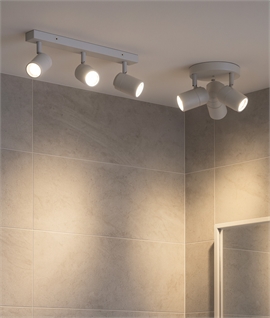Modern Matt White Bathroom Spotlights - IP44 uses GU10 Mains Bulbs