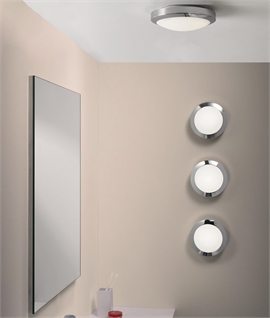Round Opal Glass & Chrome Bathroom Light for Wall or Ceiling