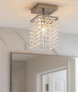 Polished Chrome & Crystal Flush Ceiling Light - IP44 Rated