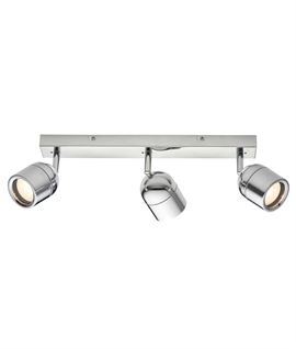 Chrome Finish Adjustable 3 Spot Light Bar - IP44 Rated for Bathrooms