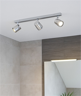 Polished Chrome Triple Spotlight Linear Bar for Bathrooms