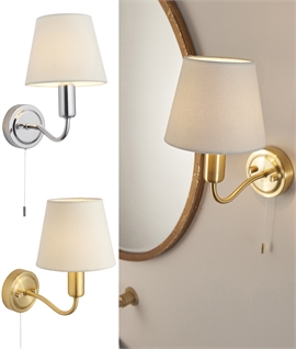 Curved Arm Bathroom Wall Light with Shade - Brass & Chrome