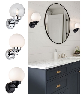 Globe IP44 Bathroom Wall Light - Chrome or Black