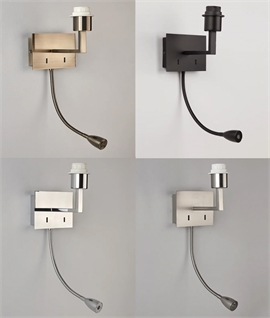 Bedside Wall Light Dual Switch with LED Adjustable Reading Arm