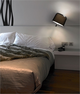 Switched Bedside Wall Lights Lighting Styles Black Shaded Chrome Wall Light