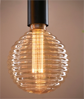 E27 LED 2.5w Amber Tinted Globe Lamp - Ribbed