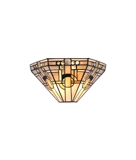 Berger Tiffany Wall Lamp, 2 x E14, White-Grey-Black-Clear Crystal
