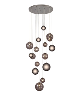 Cluster Pendant with 16 Black Glass Shades