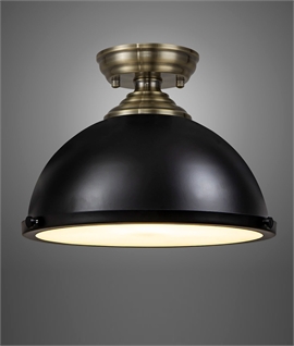 Flush Mounted Metal & Antique Brass Finish Dome Shade Light - Dia 310mm