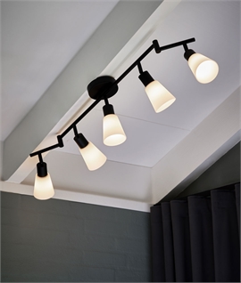 5 Light Adjustable Black Spot Bar with Glass Shades