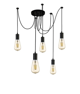 5 Flex Spider Pendant - Black Flex & Lampholders