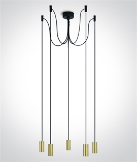 5 Flex Spider Pendant for Decorative Lamps - Brass with Black Flexes