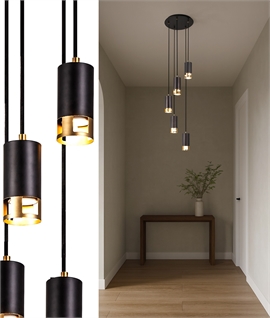 5 Flex Cluster Cluster Pendant Round Ceiling Plate - Black & Painted Gold