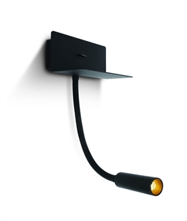 Black Bedside Adjustable Reading Light - Shelf, USB and Switched 