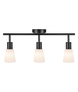 Triple Adjustable Black Spot Bar with Glass Shades