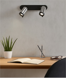 Black & Chrome Adjustable Double Wall Spot Light - GU10 Lamps