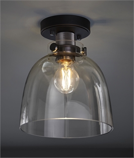 Black Chrome and Clear Glass Flush Mounted Ceiling Light