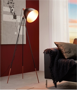 Vintage Tripod Floor Lamp in Black Paint Finish