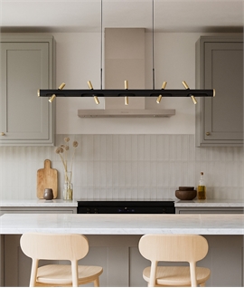 Suspended LED Linear Pendant - 5 Adjustable Spotlights
