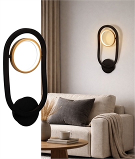 Black & Gold Tilting Ring LED Wall Light 