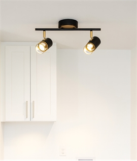 2 Light Linear Spotlight Bar - Black & Painted Gold
