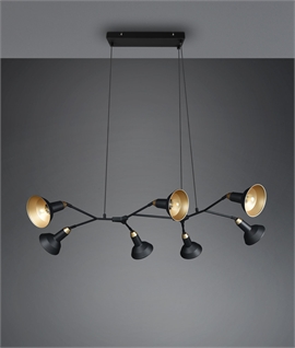 Black Linear Hanging Bar Pendant with 7 Adjustable Shades