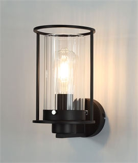 Black & Clear Glass Wall Light for E27 Lamp