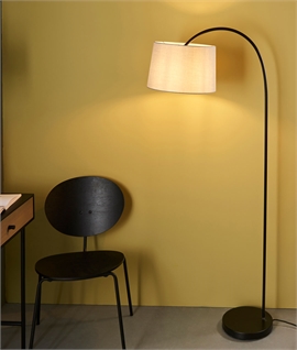 Curved Black Base Floor Lamp with Fabric Shade
