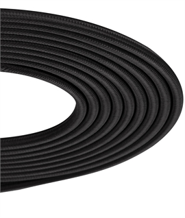 1m Black Braided 2-Core 0.75mm Electrical Cable 