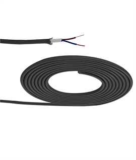 1m Black Braided 2-Core 0.75mm Electrical Cable 