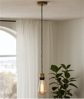 Antique Brass Pendant with Black Flex for Bulb or Shade