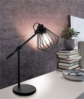 Vintage Style Adjustable Table Lamp with Cage Shade