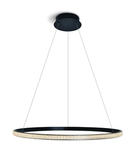 Single Black and Crystal LED Suspended Pendant