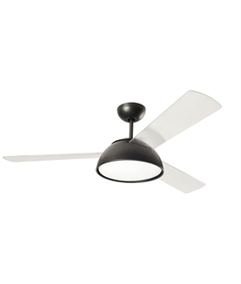 Black Dome Shade LED Ceiling Fan with Transparent Blades