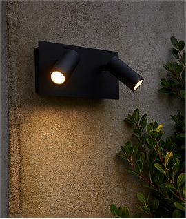 Black Double Spot Exterior Wall Mounted Spotlight